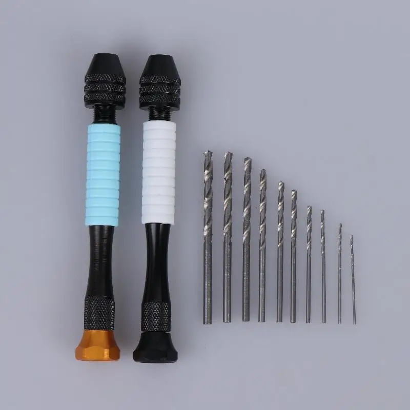 Mini-Mikro-Handbohrer aus Aluminium mit schlüssellosem Bohrfutter, HSS-Stahl-Spiralbohrer, Holzbearbeitungs-Bohrwerkzeug, manueller Handbohrer – Detail 8