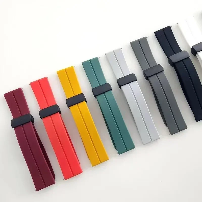 

20mm 22mm Silicone Strap for Amazfit Active 2/Amazfit GTS 4 mini /Bip 5 6 Magnetic Buckle Bracelet For Amazfit GTR 3 Pro/Balance