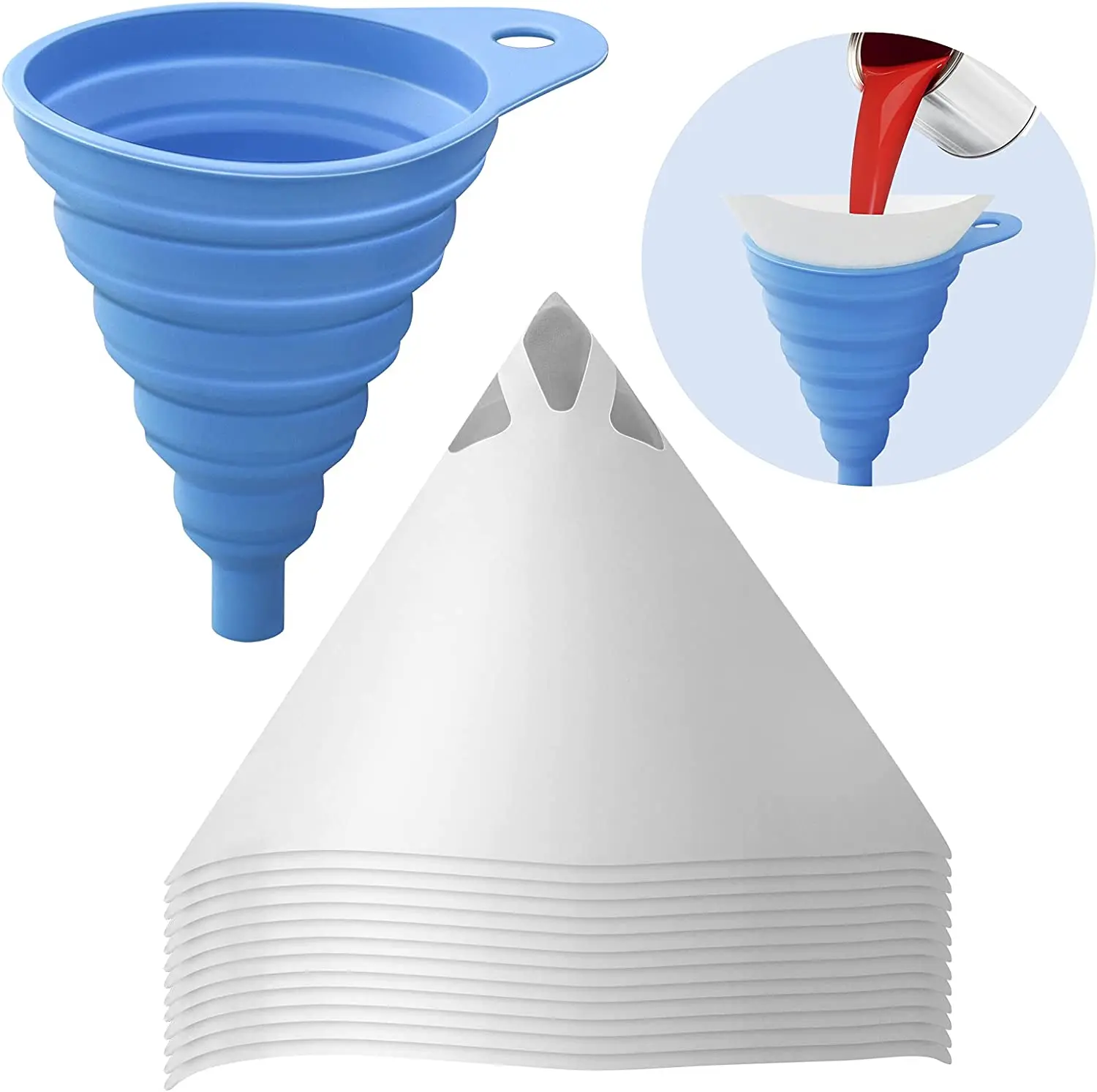 10-50pcs Car Disposable Paper Filter 190 Mesh Purifying Straining Cup Paint Spray Mesh Conical Nylon Micron Paper Funnel Tools