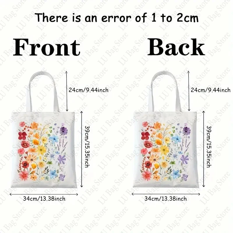 Wildflower LGBTQ Tote Bag White Canvas Shoulder Bags Gay Pride Gift Bags Lesbian Shopper LGBT Lesbian Shopping Bag