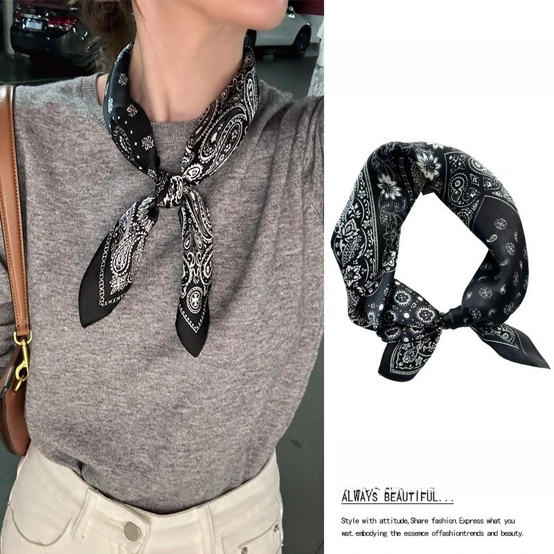 Retro Paisley Scarf Satin Original Design for Women Waist Belt Neck Scarf Headband Daily Elegant Lightweight Premium Durable