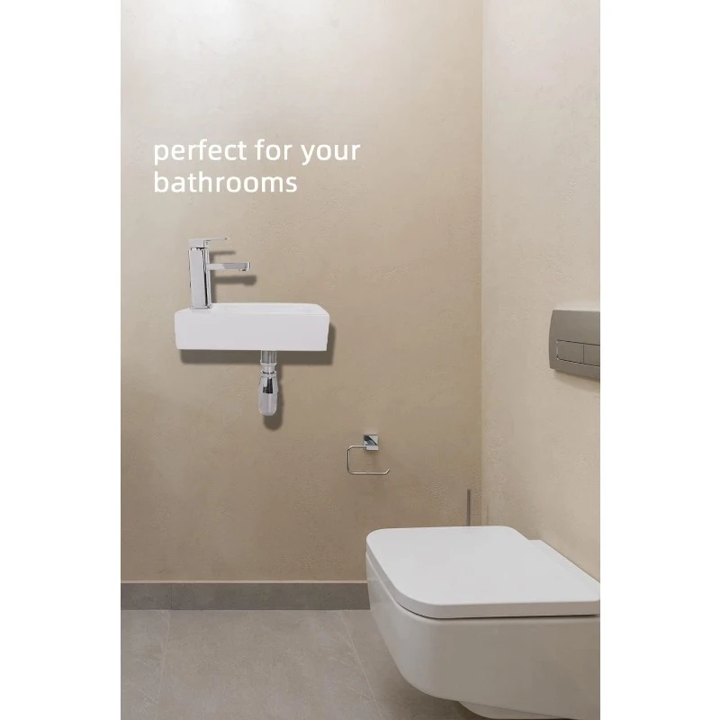 Rectangle Small Bathroom Sink,Ceramic Liberty Wall Mount Sink,Classic Look and Save Space,Right/Left Hand (Left Hand)