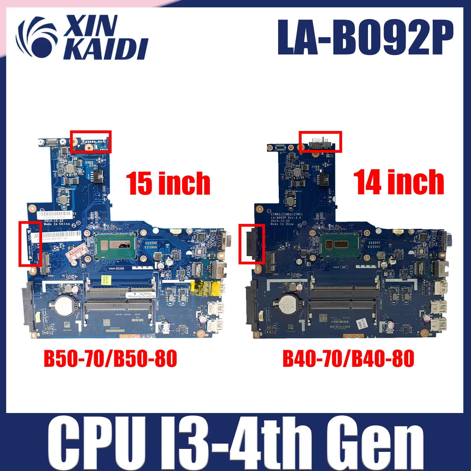 

LA-B092P Notebook Mainboard For Lenovo Ideapad B50-70 B50-80 B40-70 B40-80 Laptop Motherboard with CPU I3-4th Gen