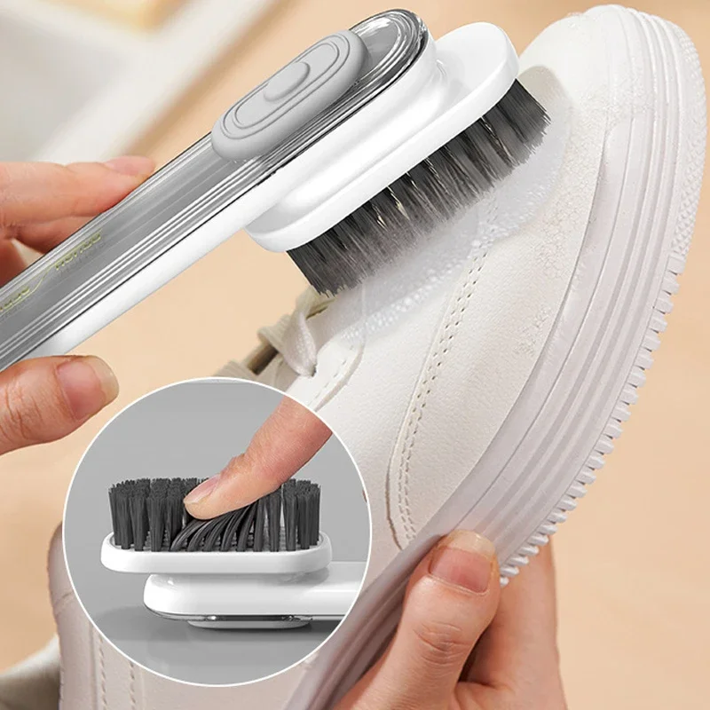 Multifunction Cleaning Brush Soft Bristled Automatic Liquid Discharge Shoes Brush Long Handle Laundry Clothes Brushes Tools