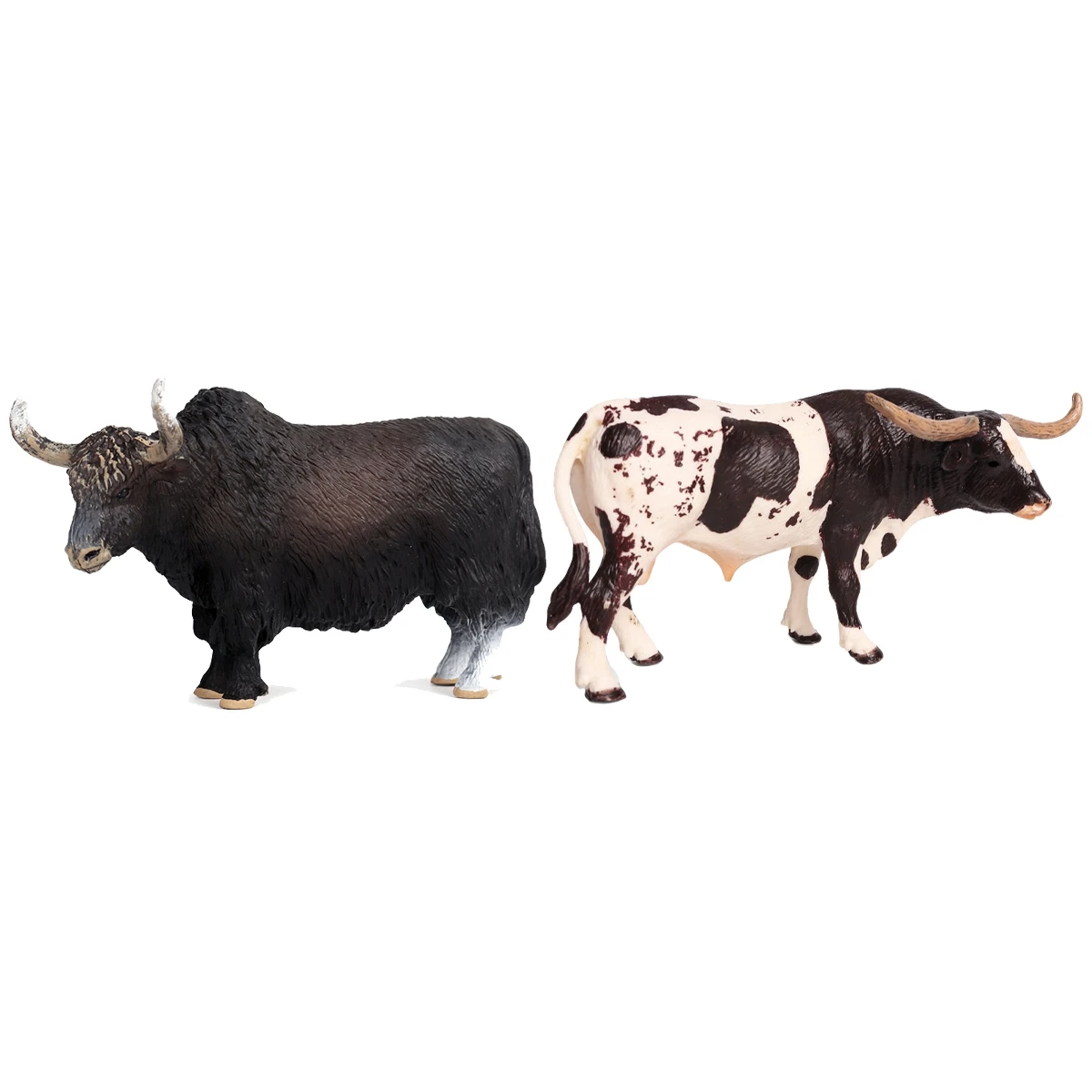 Plastic Texas Longhorn Bull Cattle Animals Action Figures & 14.5X3.5X8.5Cm Classic Black Yak Animals Action Figures