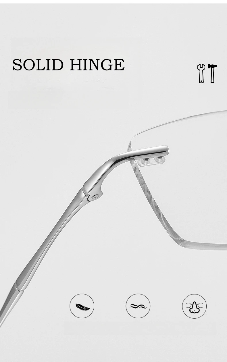 YIMARUILI Mode-Business Ultra-licht Reinem Titan Brillen Frauen Retro Quadrat Optische Verordnung Randlose Brille Rahmen Männer – Detail 7
