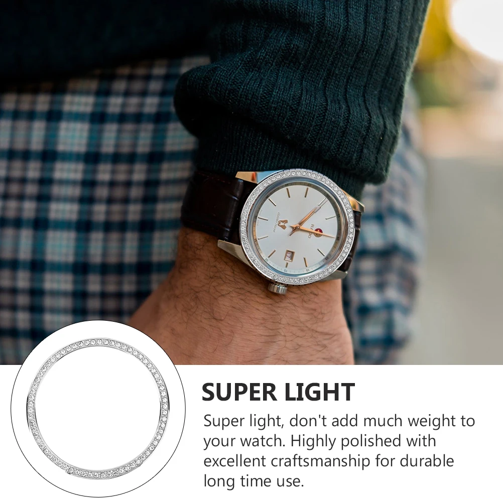 

2 Pcs 46mm Metal Watch Case Bezel Bands Portable Watches Stand Accessories Highly Polished Alloy Frame Dust Scratch