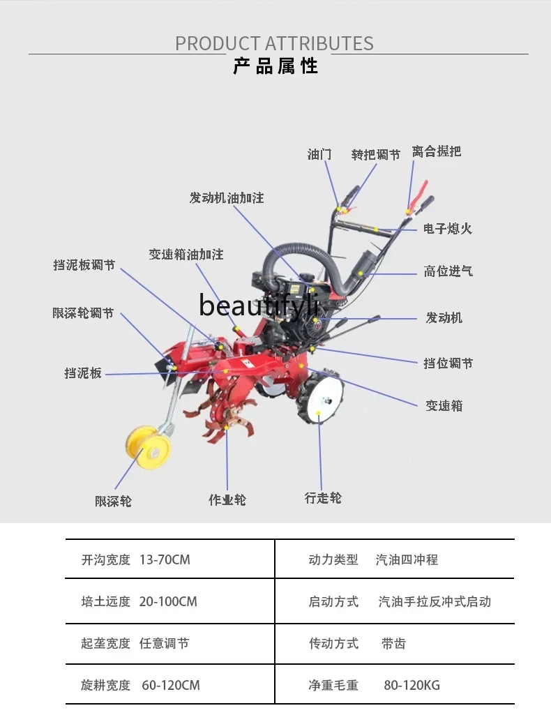 Multifunctional new agricultural four-wheel drive micro-mineral drill for household ginger and green onion peeling