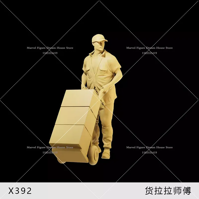 1/64 1/43 1/35 Scale Miniature Scene Doll White Model Un-panited Worker Carrying Boxes Creative Mini Display Decoration Action