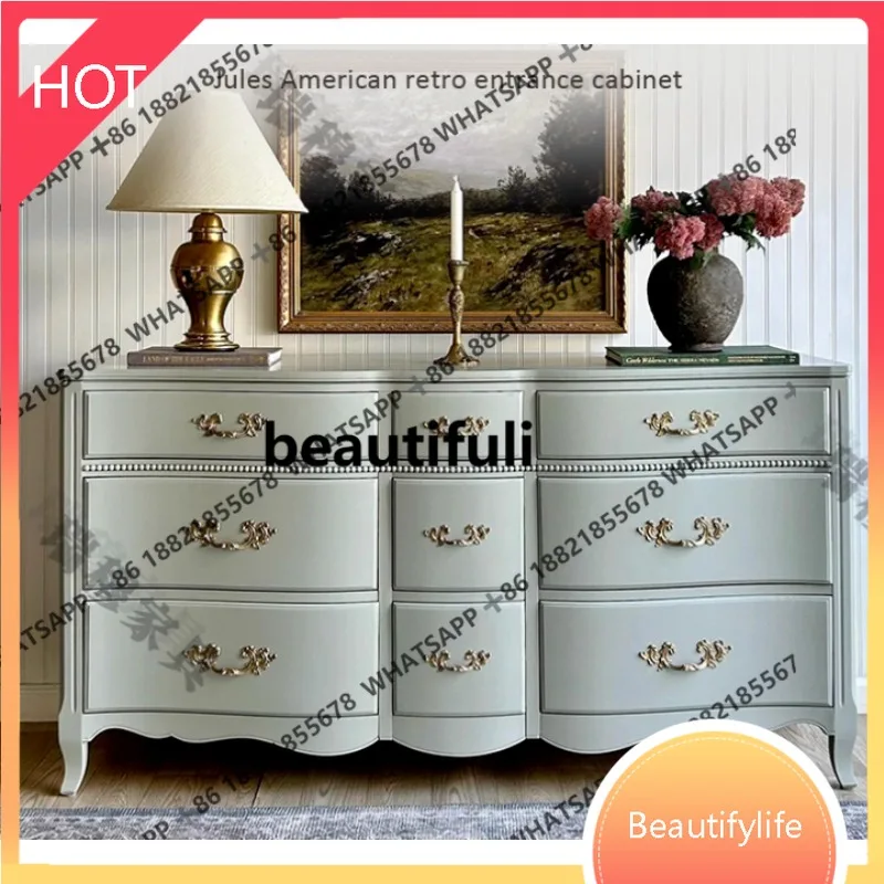 

D07 French retro bedroom nine chest cabinet idyllic living room solid wood side cabinet household storage cabinet