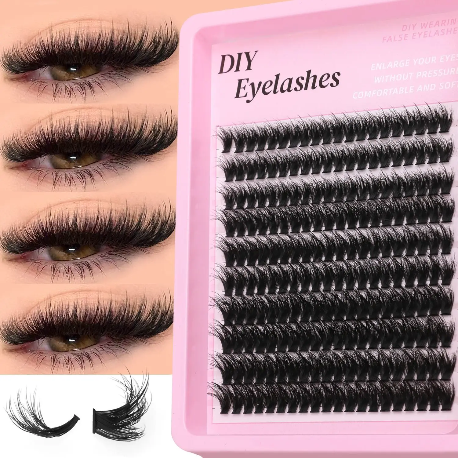Comfortable Wear Stylish Curly Segmented Lashes Dense Layered Natural Eye Makeup Lashes For Women Girls
