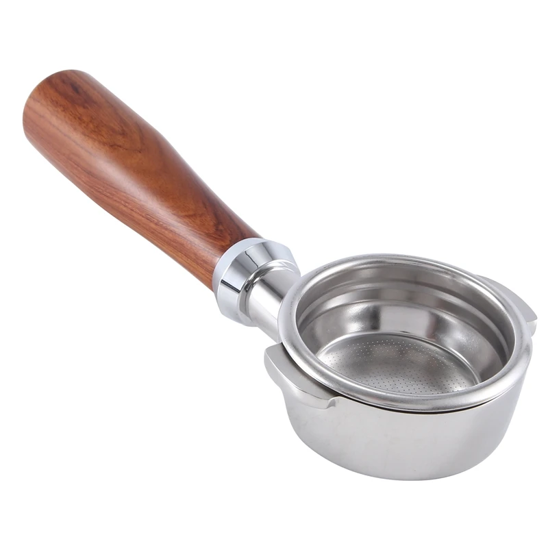 

58Mm Double Ear Coffee Machine Filter Holder E61 Bottomless Portafilter With Wooden Handle Coffee Tools Retail