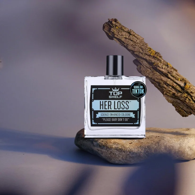 Her Loss Men’s Eau De Cologne Spray 3.3 Fl Oz, Modern Masculine Casual Fragrance Spray, Portable Glass Bottle Scent for Dating, Night Out and Social Gathering, Unique Fun-Idea Gift for Men