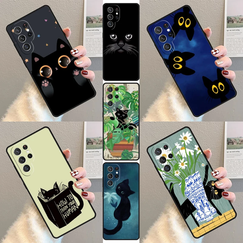 

Чехол для телефона Black Cat для Samsung Galaxy S23 S21 S20 FE S24 S25 S22 Ultra Note 10 20 Plus, силиконовый чехол