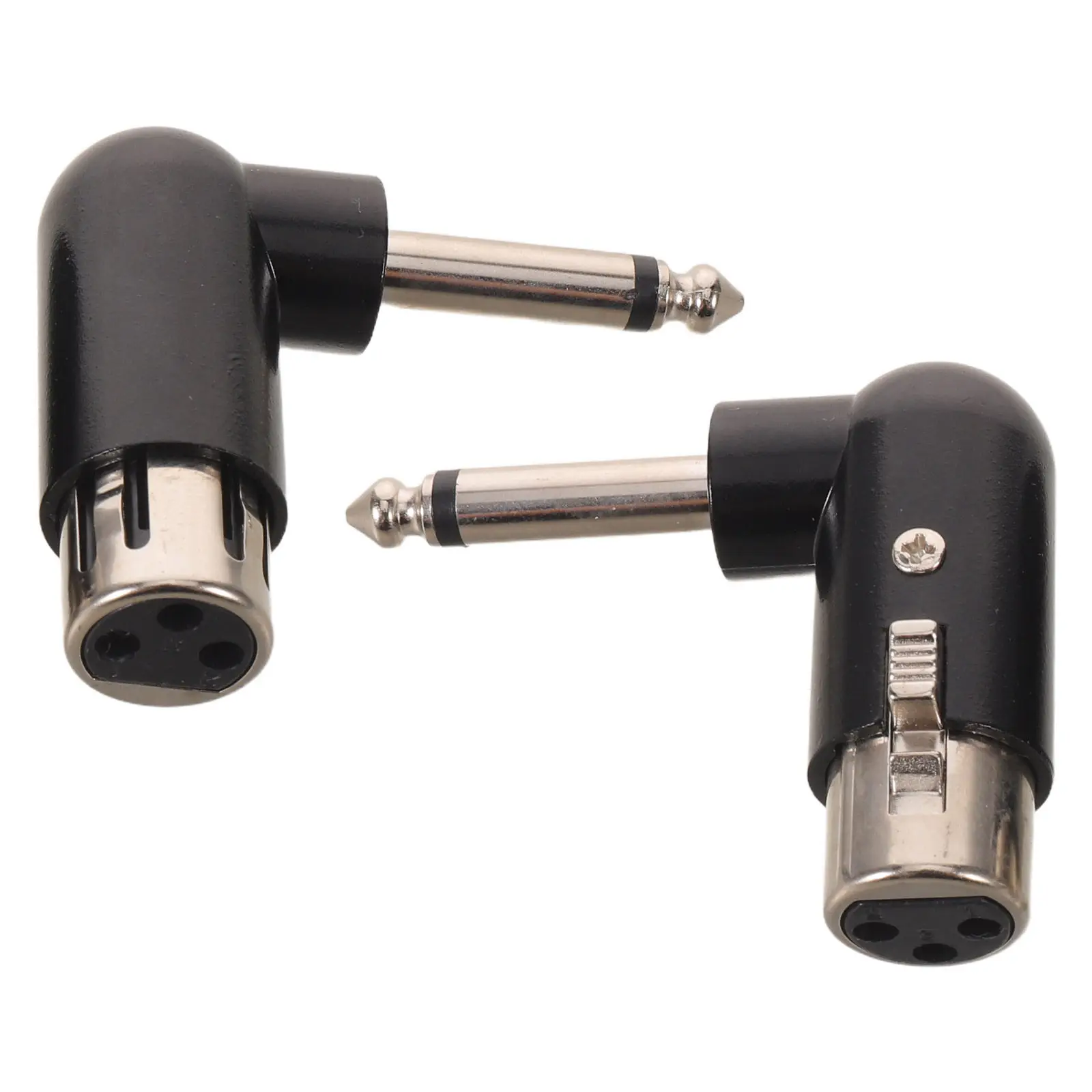 2Pcs 3 Pin Xlr Female to 6.35mm Mono Low Profile Right Angle Audio Adapter for Guitar Amplifier Mixer Audio Cable Connector