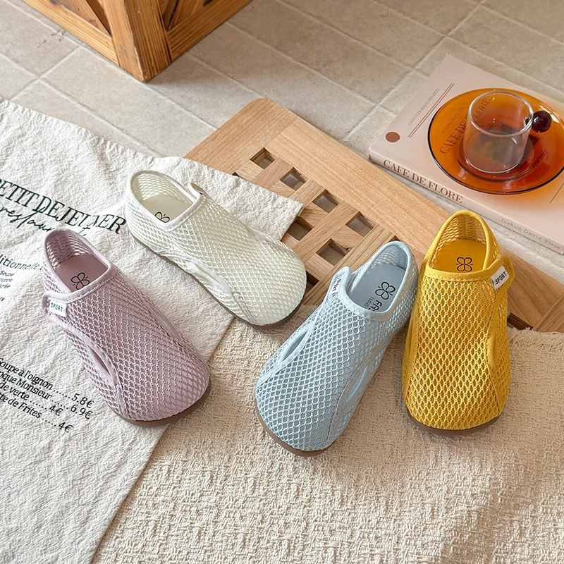 Summer Boys Girl's Casual Shoes Mesh Hook-loop Light Kid's Flat Shoe Candy Colors Anti-slip Daily Versatile Chic Children Shoes