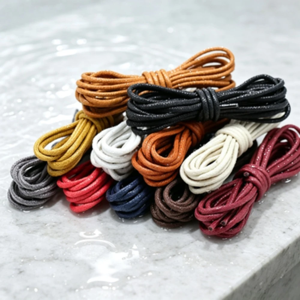 Waterproof Round Fine Rope Shoelaces, Replacement Boot Shoe Laces, Multi Color Black Red Blue Gray Brown for Men Women