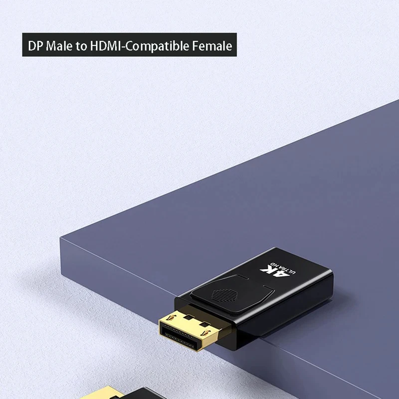 Displayport para conversor compatível com HDMI, 4K, 1080P, HDTV, monitor de computador, adaptador de áudio e vídeo