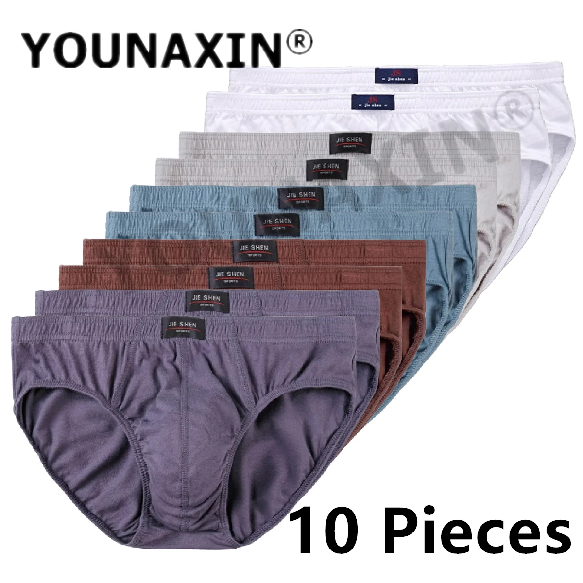 YOUNAXIN 10 Pieces Big Size Men Underwear Briefs Cotton Panties Stretch Bottom Shorts Underpants Wholesale