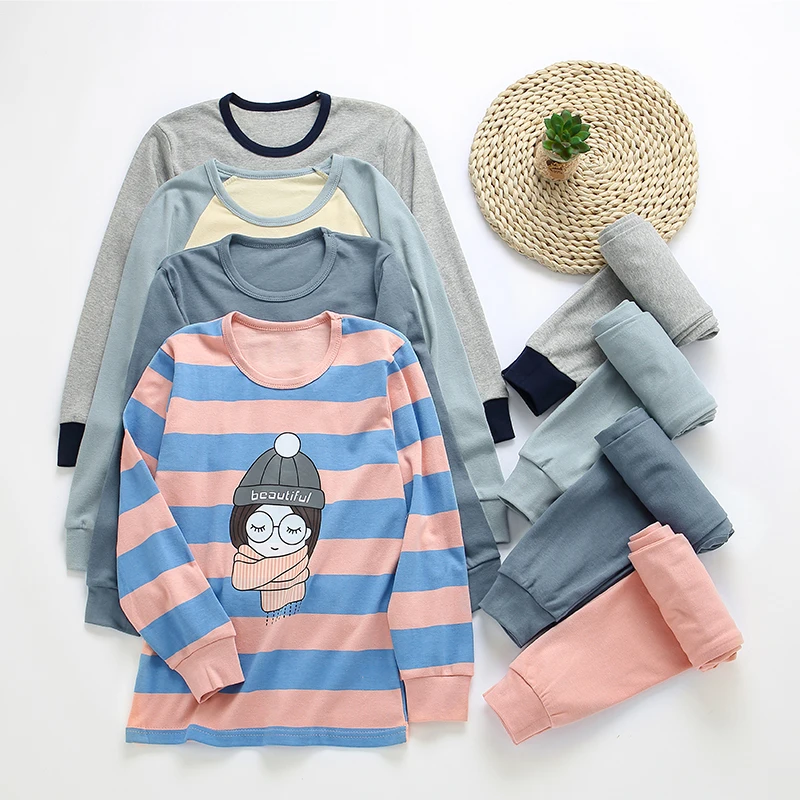 Conjunto de ropa interior térmica de algodón para niños, Pijamas largos para adolescentes, estudiantes de escuela media, Otoño e Invierno