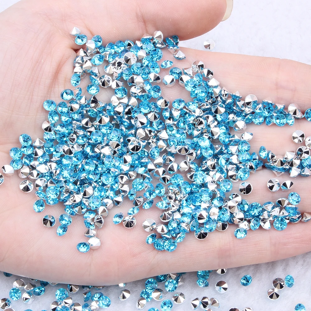 

New Shiny Acrylic Rhinestones Many Colors 8mm 2000pcs Pointback Stones Loose Strass Beads DIY Nail Art Decorations
