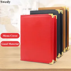 A4 PU Leather 6 Pages 12 Views Restaurant Cafe Menu Covers 8.5 x 11 Clear Sewn Covers Turned Bar Menu Paper Sign Holder Book