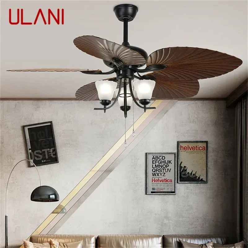 ULANI European Luxury LED Fan Light American Retro  Living Room Restaurant Bedroom Ceiling Fan Light Remote Electric Fan Light