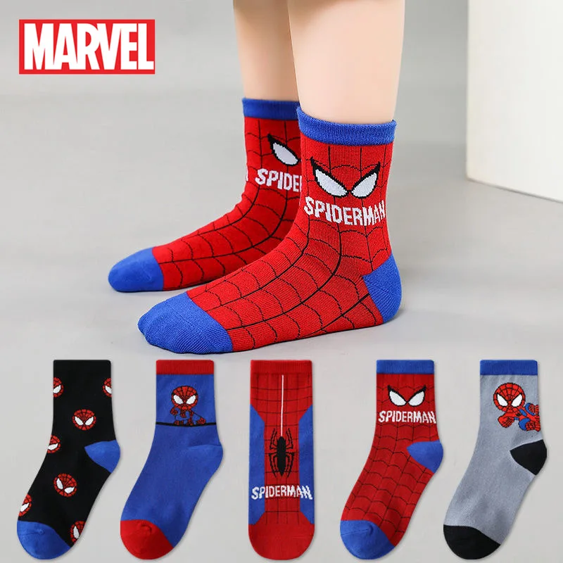 

5pcs Marvel Children Cotton Socks Avengers Superheroes Cartoon Fashion Breathable Medium Socks Winter Warmth Student Kids Gifts
