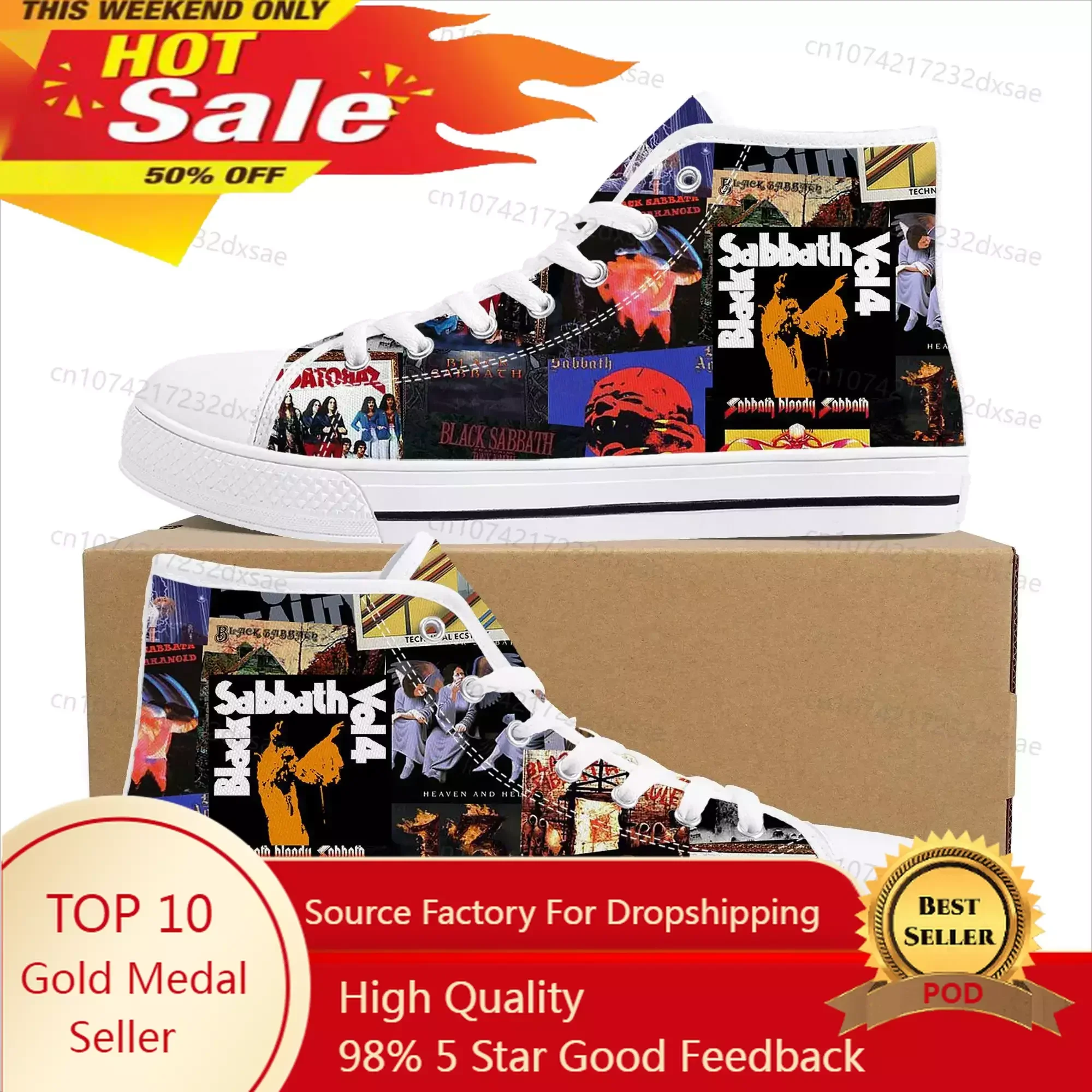 

Black Heavy Metal Band Sabbath High Top High Quality Sneakers Men Women Teenager Canvas Sneaker Casual Couple Shoes Custom Shoes