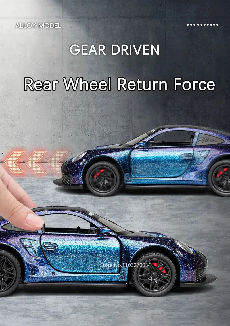 1:32 911 GT3 RS Macan Legierung Sportwagen Druckguss Modell Spielzeug Ornament Türen Geöffnet Sound Licht Zurückziehen Fahrzeuge Kinder Festival Geschenk – Detail 5