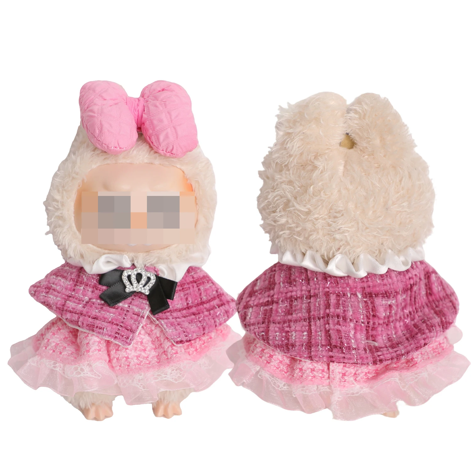 Pop Accessoires Voor 17 Cm Labubu Pop Mode-sieraden Kroon Bloem Strik Sjaal Voor V1V2V3 Labubu Meisje Poppen Katoen Speelgoed gift