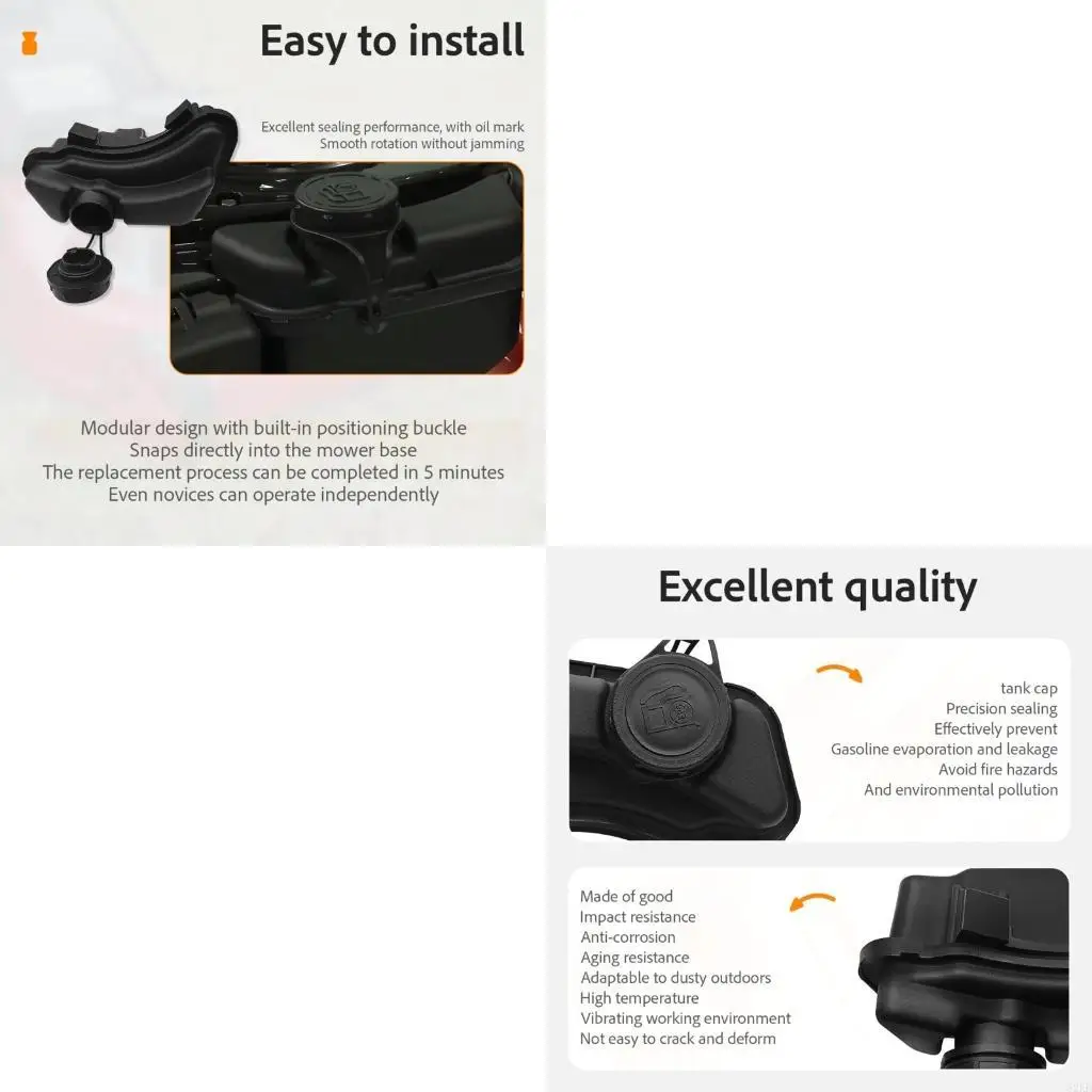 62KD Walk-Behind Mower Gas Replacement with Cap, 20X18X13CM Assembly for 590568 08P502 Replacing a Worn or Leaking During