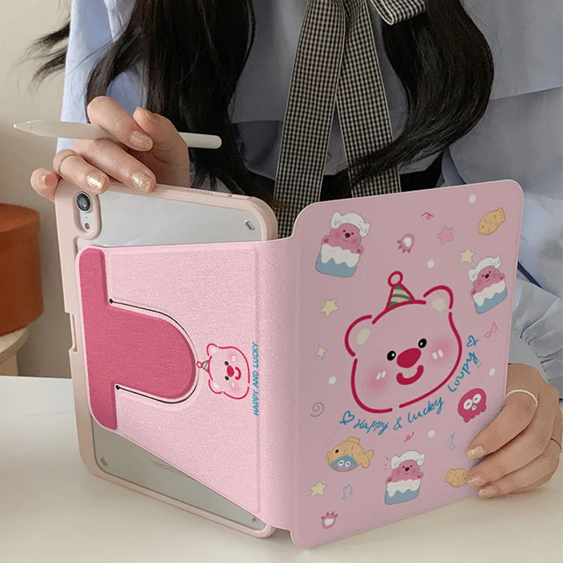 Anime Zanmang Loopy IPad Case Kawaii Beaver Ipad 2022 Pen Slot Mini6 10.2 Inch Anti Bending All Inclusive Ipad Cases Girl Gifts