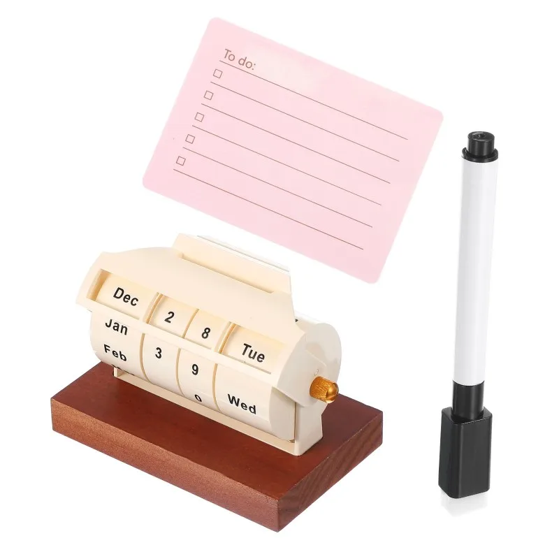 N36R-For Creative Cartoon For Office And Study Desk Decor-Perpetual Wheel Calendar With Reminder Cards