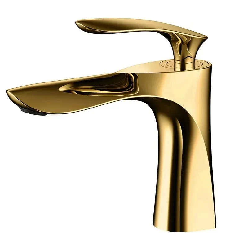 Rubinetto per lavabo in titanio rubinetto per acqua calda e fredda rubinetto per lavabo rubinetto per lavaggio a mano nordico per bagno in oro nero