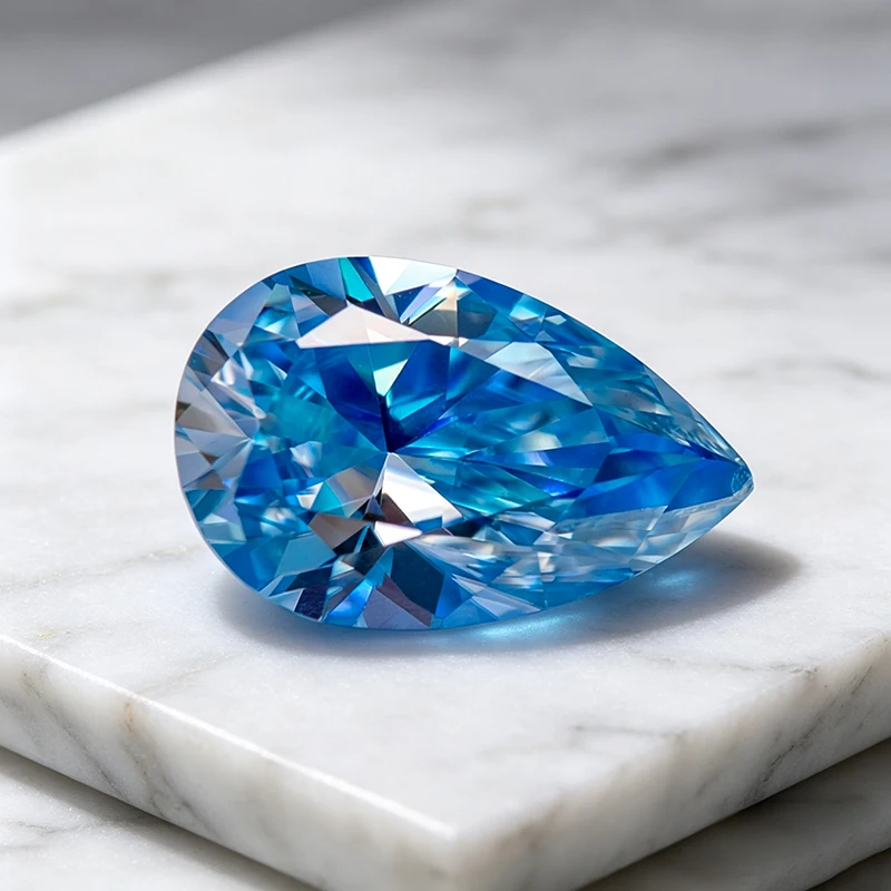 Moissanit-Stein in Eisblauer Farbe, Birnenförmiger Schliff, Edelstein für DIY-Schmuck, Ring, Halskette, Ohrringe, Hauptmaterialien mit Zertifikat – Detail 3