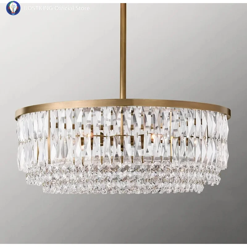 Round Chandelier Lighting For Bedroom Portia Bright Crystal Chandelier Living Room Modern Crystal Drops Hanging Lighting Fixture