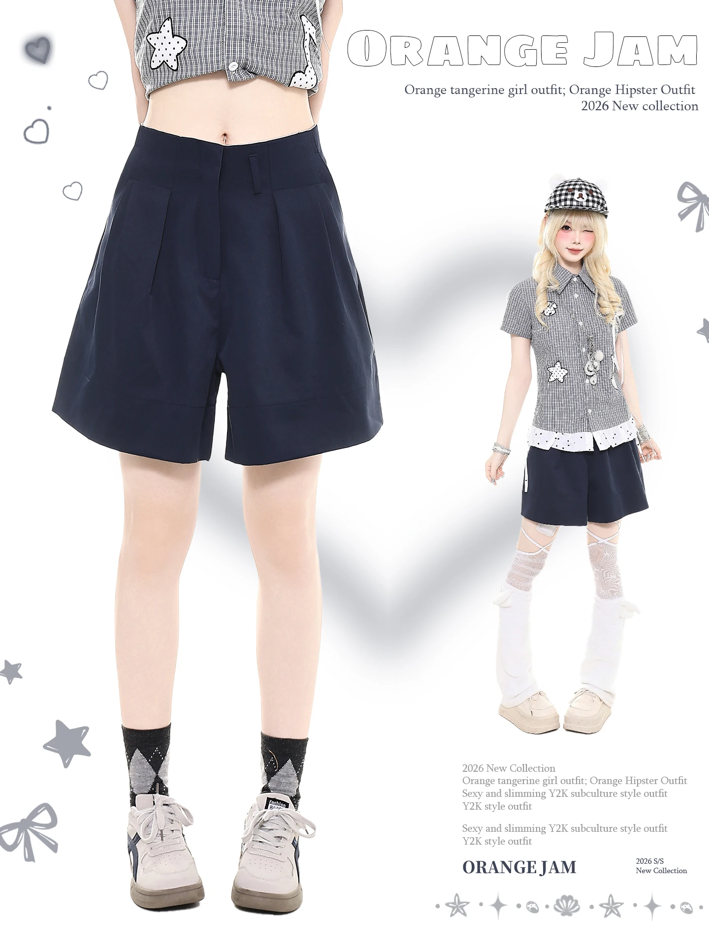 Retro Japanese Style Orange Marmalade Women's Summer Casual Straight Leg Short Pants Versatile Commute Wide Leg Pants