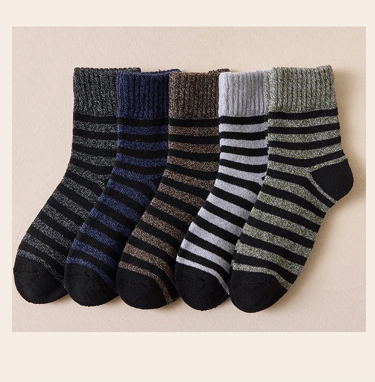 10pcs=5pairs Socks Men Super Thicker Solid Sock Merino Wool Rabbit Socks Against Cold Snow Russia Winter Warm Funny Male Sock