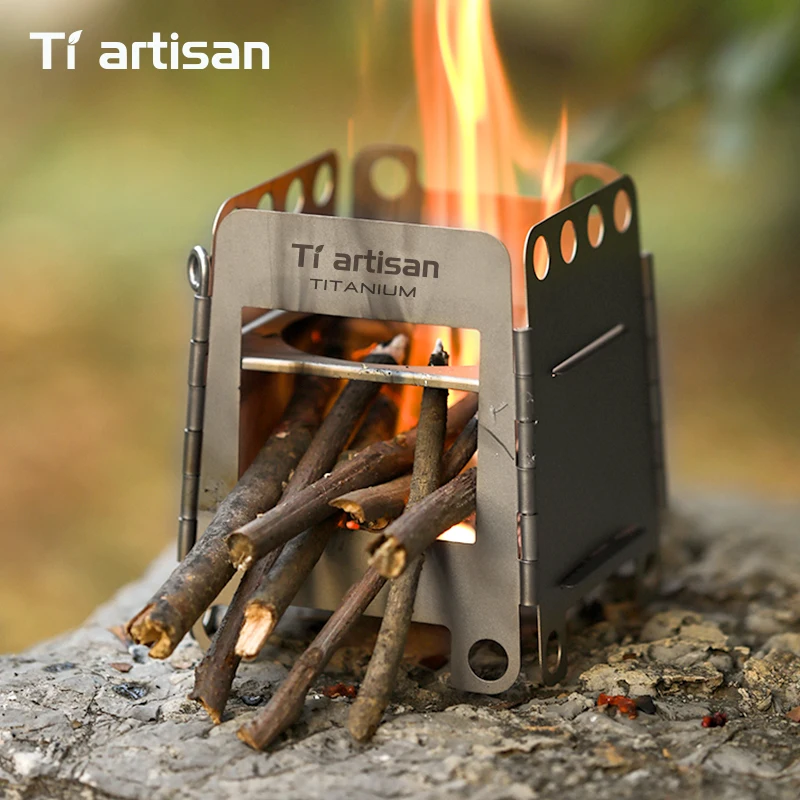 Tiartisan Titanium Multi-fuel Campng Stove Ultralight Folding Wood Burner Mini Alcohol Stove Backpacker Portable Pocket Stove view 3