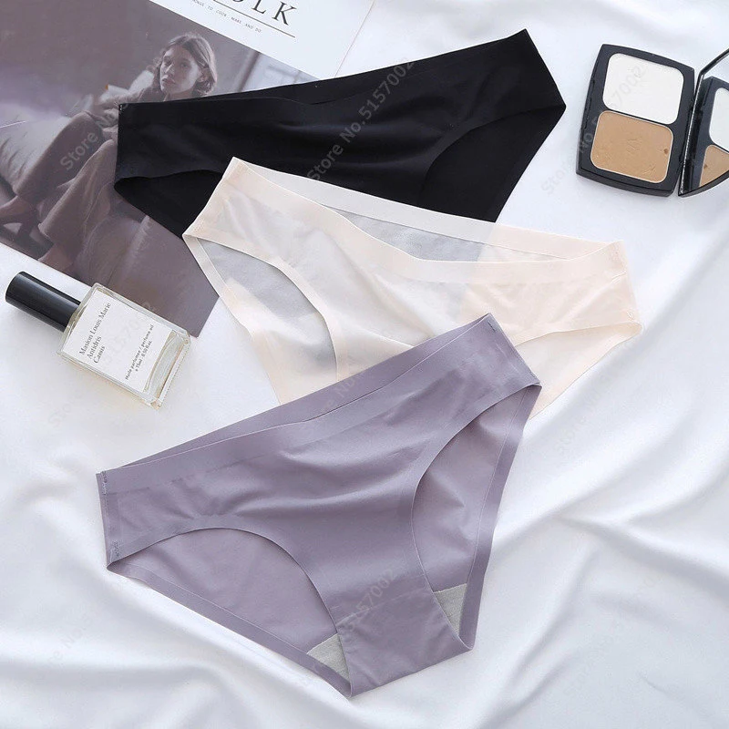 Youpin-bragas de seda de hielo para mujer, ropa interior Sexy sin costuras, amigable con la piel, Tanga de moda, calzoncillos transpirables de alta elasticidad, 3 uds.