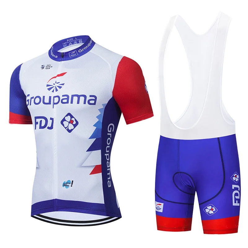 

Team FDJ Short Sleeve Cycling Jerseys Bib Set MTB Maillot Shirts Bicycle Clothing Road Bike Uniform Summer Mens Quick Dry Outfit