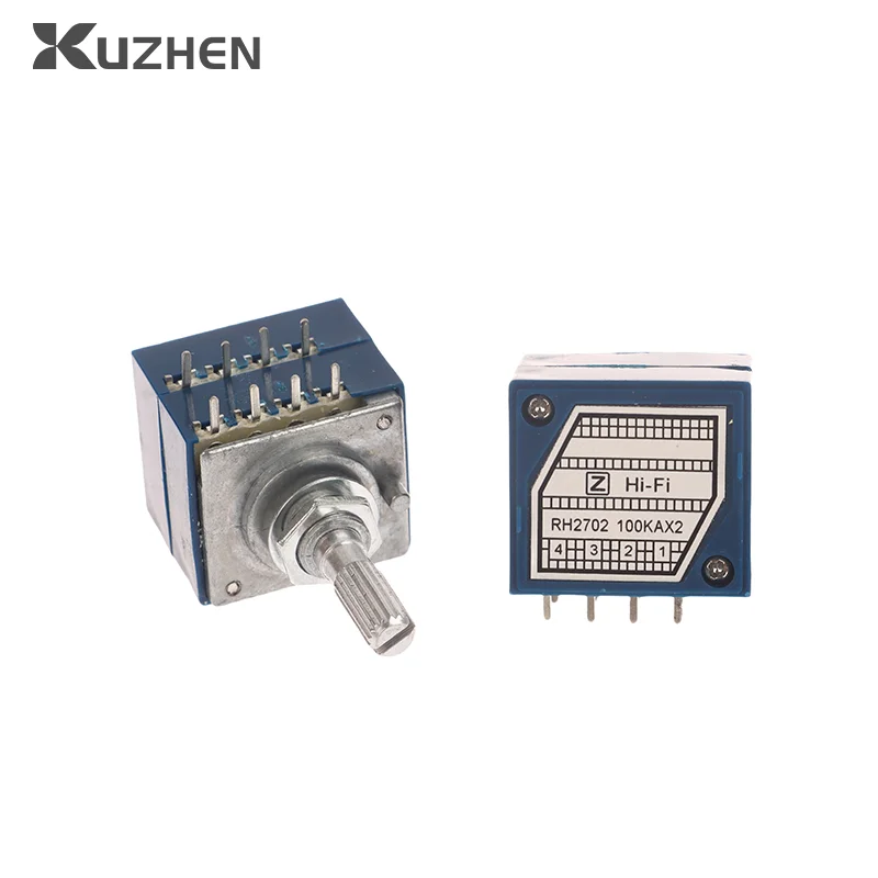 RH2702 Resistance Stepping Dual-unit Channel Audio Volume Control Potentiometer A50K A100K 8Pins Plum Axis