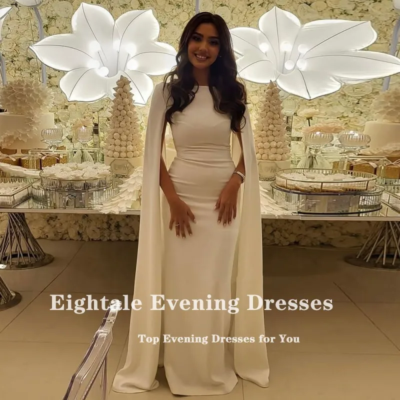 EPackage Aale-Robe de Soirée Arabe Personnalisée, Tenue de Bal, Extensible, Col Rond, Manches Cape, Tenue de Mariage, Sirène