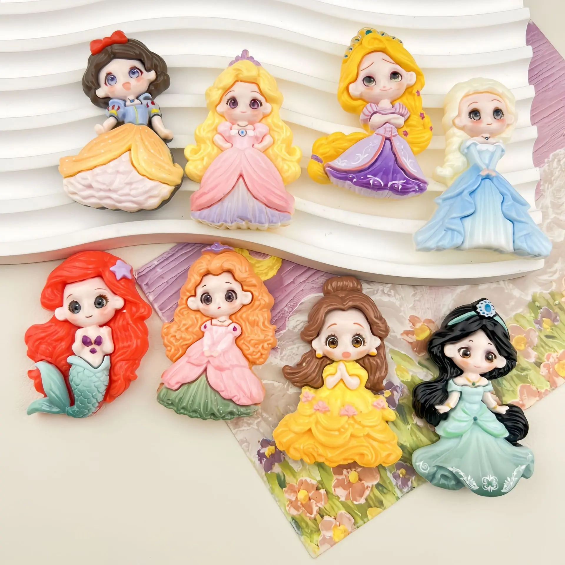 2 pezzi di grande carta Disney Princess cabochon in resina con retro piatto accessori in resina fai da te adesivo portachiavi materiale forniture artigianali