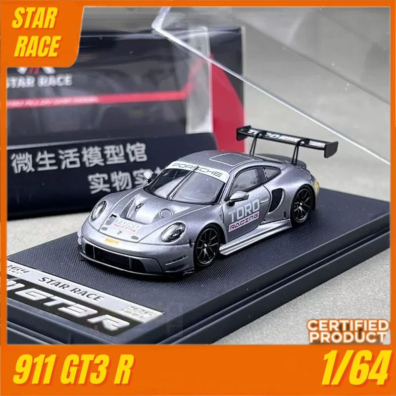 1:64, 911 GT3 R, nouveau produit en stock, modèle de voiture miniature en alliage moulé sous pression, figurine pour adulte, jouet pour garçon comme cadeau de vacances.