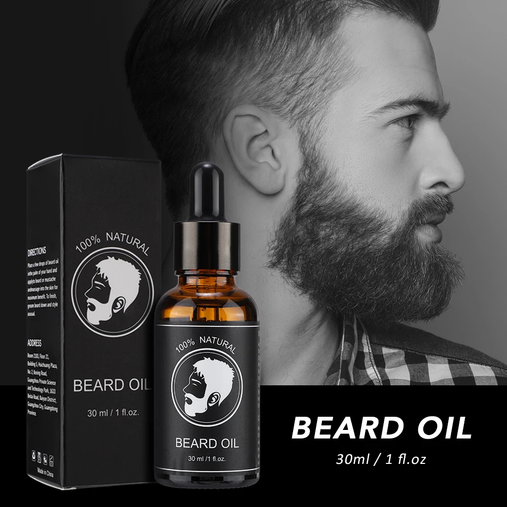 30ml Beard Care Growth Oil Moisturizing Mustaches Shine Soften Men's Beard Essential Keeps Beard Gloss Nourishes Smooth