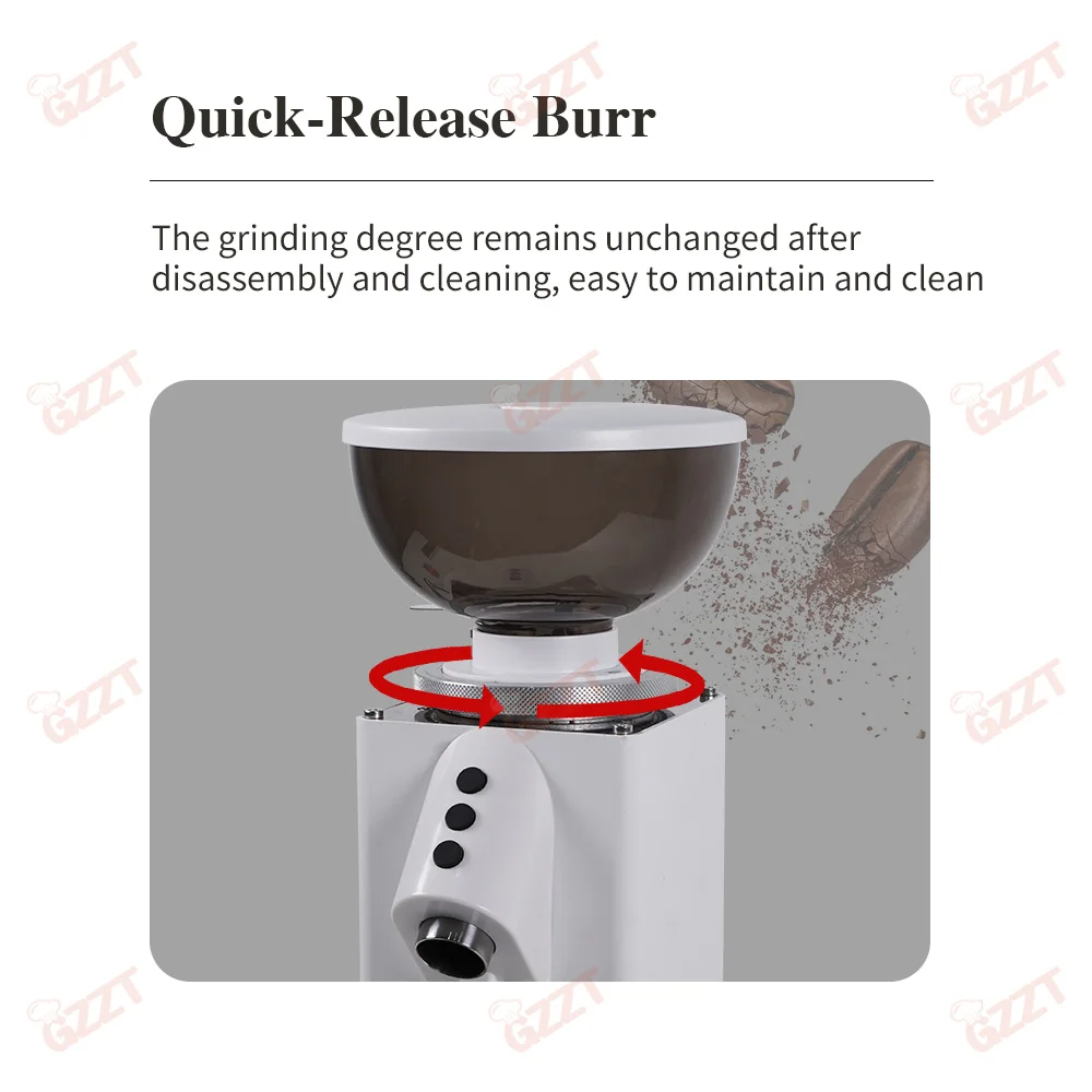 GZZT CG16 Espresso Coffee Grinder Electric Household Coffee Bean Grinder 60mm Flat Burr 500g Commercial Coffee Bean Miiler 220V