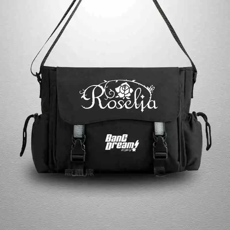 Anime BanG Dream Roselia Bangdream Men Women Black Shoulder Bag Cosplay Storage Schoolbag Daily Oxford Cross Body Messenger Bag