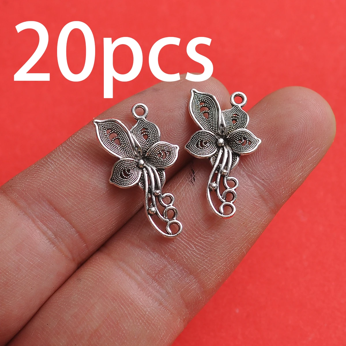 20-Piece Set of Hollow Four-Petal Flower Tassel Charms, with Beaded Texture and Three-Dimensional Floral Design, Suitable for DIY Bracelets, Necklaces, and Earrings, Handmade Beaded Decoration Accessories
